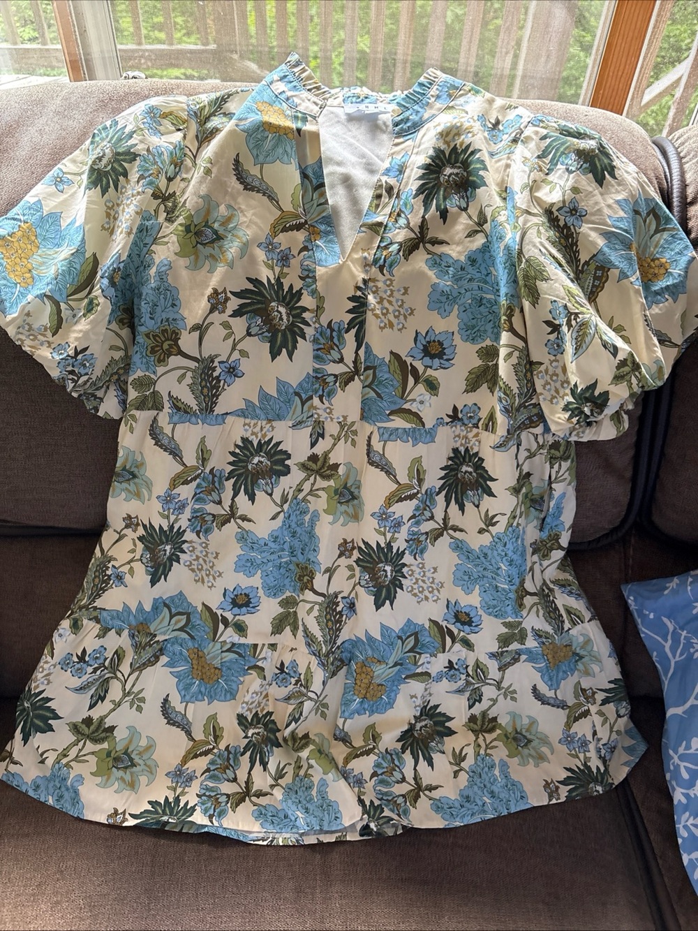 THML Floral Mini  Dress Women’s Medium Bodice Puff Sleeve Cottagecore Nwot